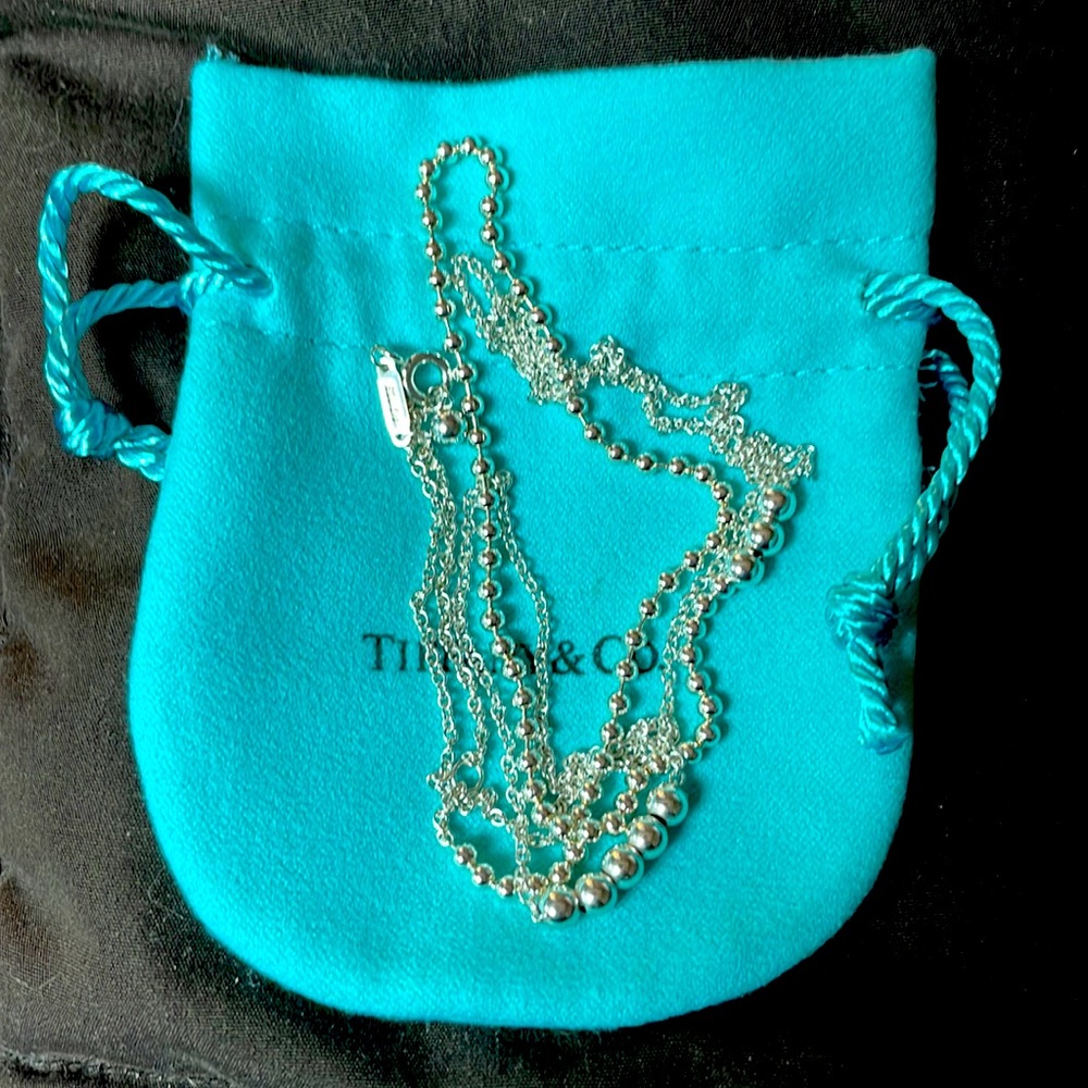 Tiffany & Co. Mixed Bead Chain in Sterling Silver Necklace, Adjustable 28"-30"